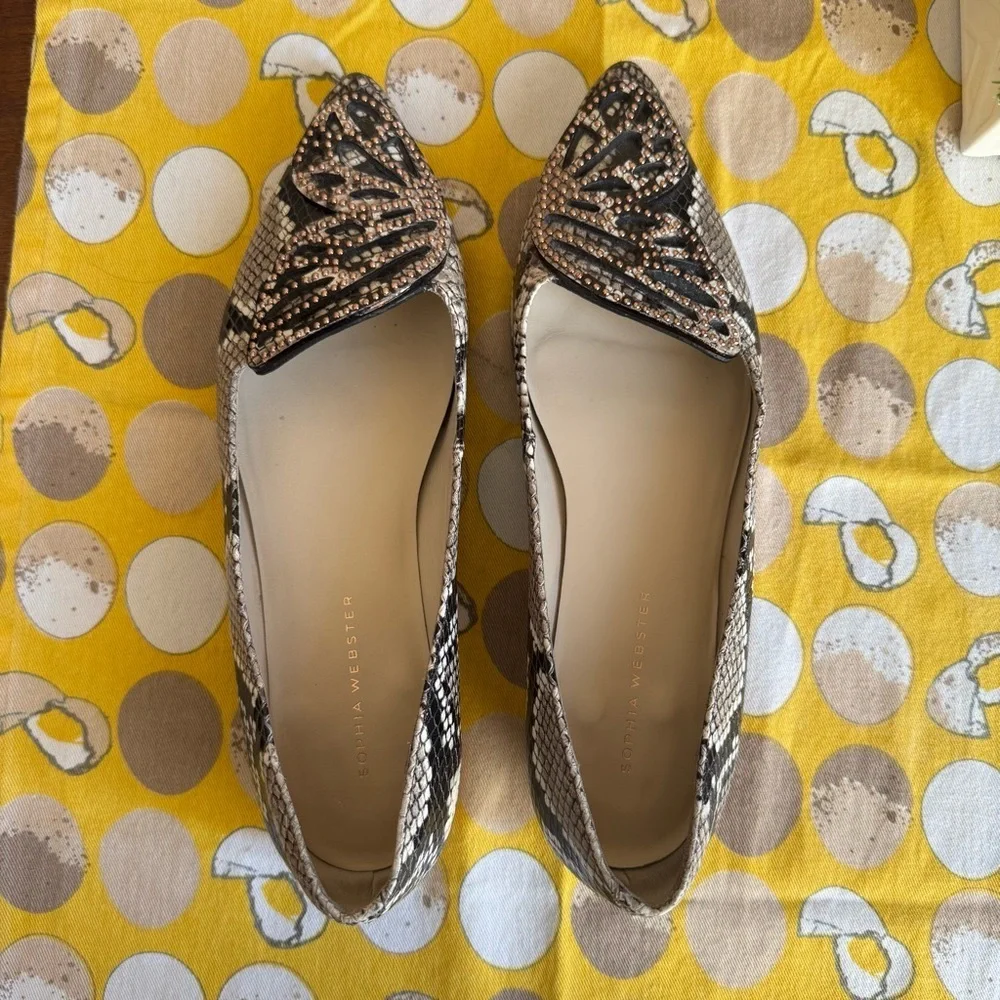 Sophia Webster python butterfly studded pointed flats - Picture 10 of 16
